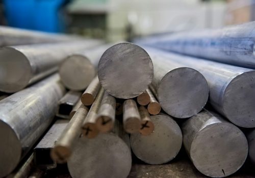 Pile of aluminium rods.